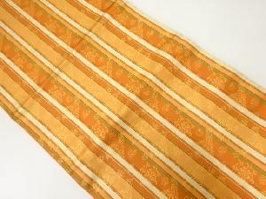 縞に花模様織出し開き名古屋帯（額縁仕立て）